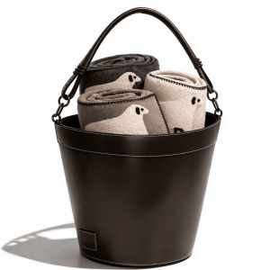 MOREAU LEATHER BIN WITH HANDLE | ESPRESSO