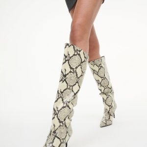 SEBASTIAN HIGH HEEL BOOT | WHITE SNAKE