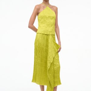 MAI SKIRT | CHARTREUSE PLISSE