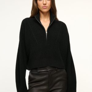 CASHMERE CROPPED HAMPTON SWEATER | BLACK