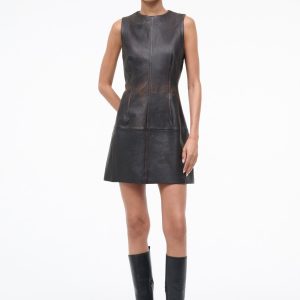BINX LEATHER DRESS | DISTRESSED BROWN