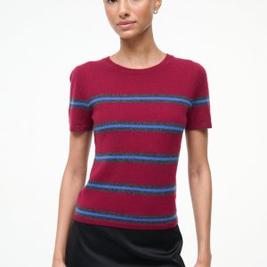 EASY CASHMERE TEE | CRIMSON STRIPE