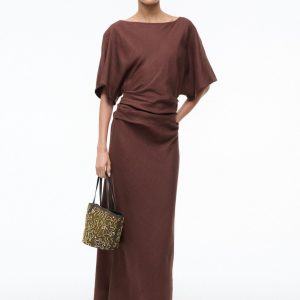 AMELIE LINEN DRESS | DARK OAK