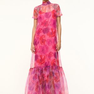 CALLUNA DRESS | MAGENTA PAINTED FLORAL