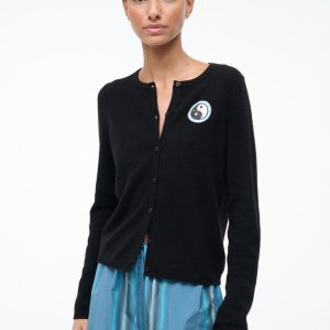 MIDNIGHT CASHMERE CARDIGAN | BLACK PATCHWORK