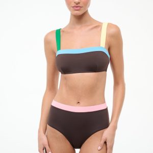 DEVON HIGH RISE BIKINI BOTTOM | DARK CHOCOLATE MULTI