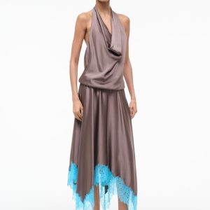 ELIRA SILK DRESS | MINK POOL