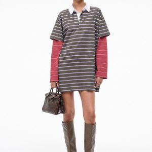 IVAR DRESS | PINE STRIPE BURGUNDY STRIPE