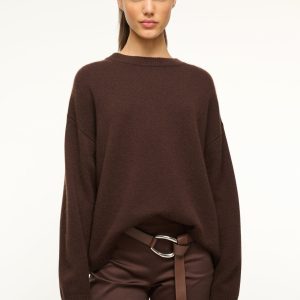 SERRANO CASHMERE RELAXED CREW | DARK CHOCOLATE