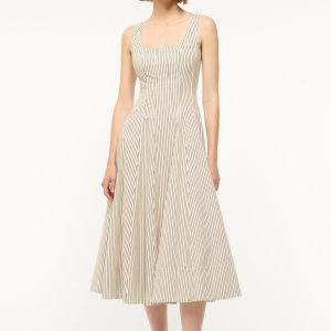 WELLS DRESS | IVORY DARK OAK MICRO STRIPE