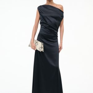 MAXI PHARE SILK DRESS | BLACK