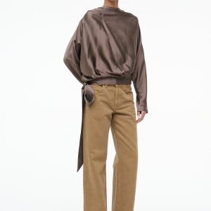 PHOEBE SILK TOP | TRUFFLE