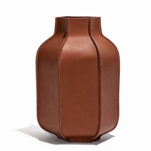 HOLLIS LEATHER BOTTLE VASE | TAN