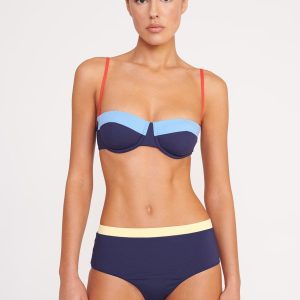 DEVON HIGH RISE BIKINI BOTTOM | NAVY COLORBLOCK