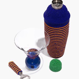 BEADED MARTINI BAR SET | BLUE STRIPE