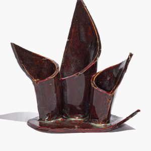 CERAMIC TRIPLE CANDLESTICK HOLDER | MAROON WASH GLAZE