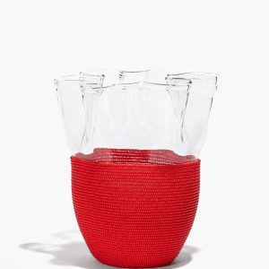WAVY BEADED VASE | RED