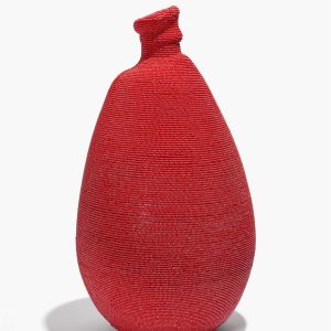 TALL HAND-BEADED VASE | RED