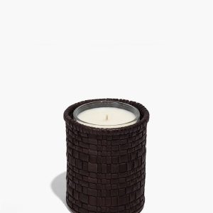 ROWE WOVEN LEATHER CANDLE | ESPRESSO