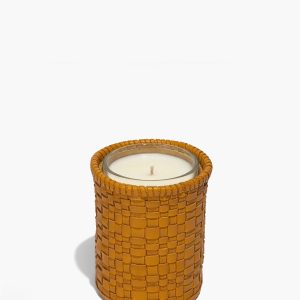 ROWE WOVEN LEATHER CANDLE | GOLDENROD