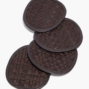 GROVE WOVEN LEATHER COASTERS | ESPRESSO