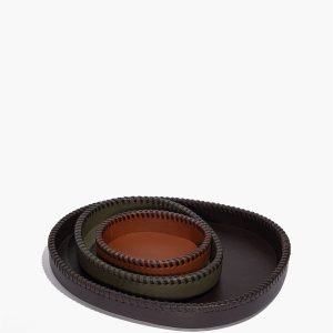 FOUNDRY LEATHER TRAYS | ESPRESSO MOSS TAN