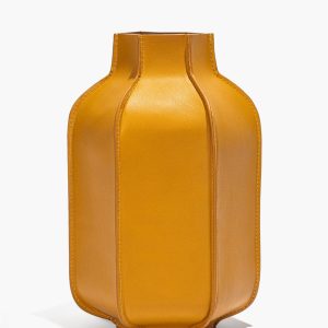HOLLIS LEATHER BOTTLE VASE | GOLDENROD