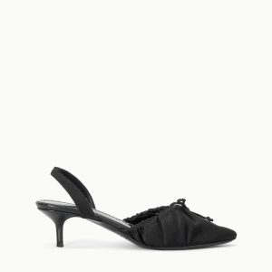 ALBA BALLET SLINGBACK | BLACK SATIN