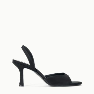 BRIGITTE HEEL | BLACK SATIN