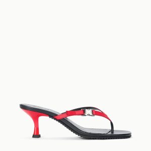 FLYNN KITTEN HEEL | BLACK RED ROSE