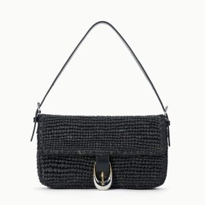 HARLOW RAFFIA BAG | BLACK RAFFIA
