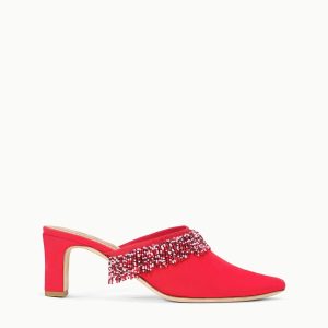 JOANNA KITTEN HEEL MULE | RED ROSE