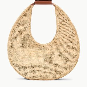 LARGE RAFFIA MOON TOTE BAG | NATURAL RAFFIA
