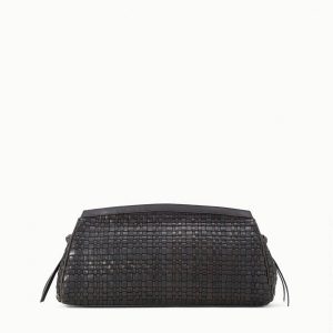 MAUDE SOFT CLUTCH | ESPRESSO WOVEN LEATHER