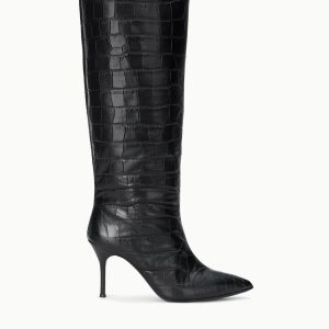 SEBASTIAN HIGH HEEL BOOT | BLACK CROCO