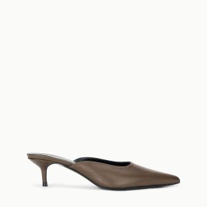 SEBASTIAN KITTEN HEEL MULE | TRUFFLE