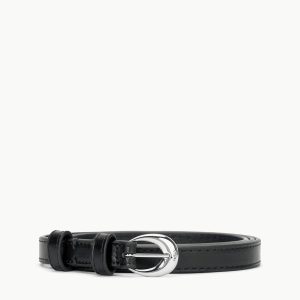 SLIM MOON BUCKLE BELT - 13MM | BLACK SILVER