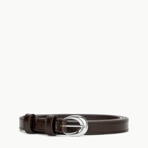 SLIM MOON BUCKLE BELT - 13MM | MAHOGANY SILVER