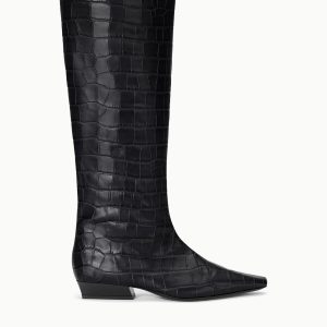 WALLY FLAT BOOT | BLACK CROCO